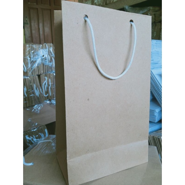 Jual Paper bag polos, paperbag polos coklat murah ukuran pxlxt,15x8x25