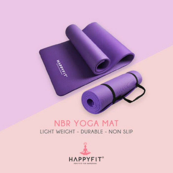 Jual Matras Yoga HAPPYFIT NBR 10mm GREY / Yoga Matt Happy Fit Tebal 10 mm Shopee Indonesia