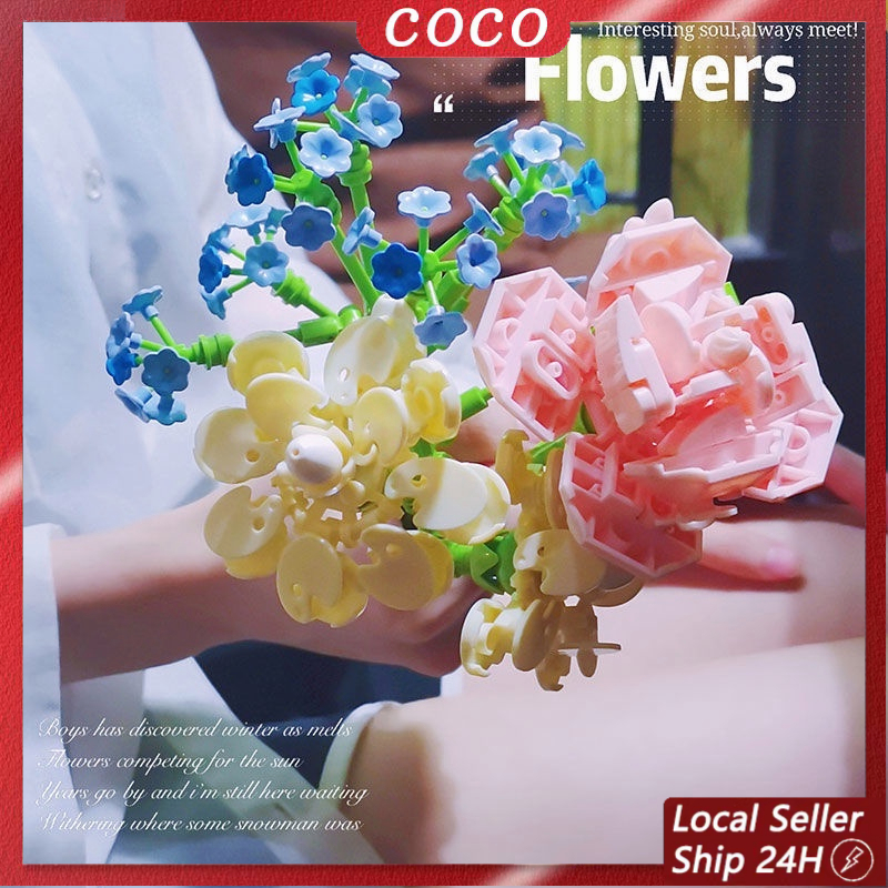 Jual Mainan Brick Balok Buket Bunga Blok Susun Bangunan Lego Flower