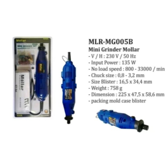 Mesin Bor Gerinda Mini Grinder Mollar MLR MG005E Serbaguna Potong Poles Amplas Set 130 W Gurinda