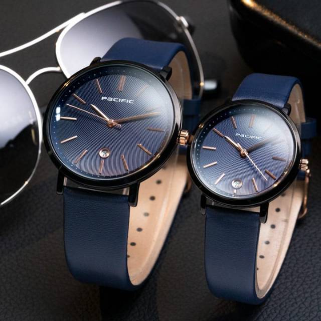 Best Seller ! Jam tangan Couple Pacific 83123 Tanggal aktif Kulit Terlaris  | Shopee Indonesia