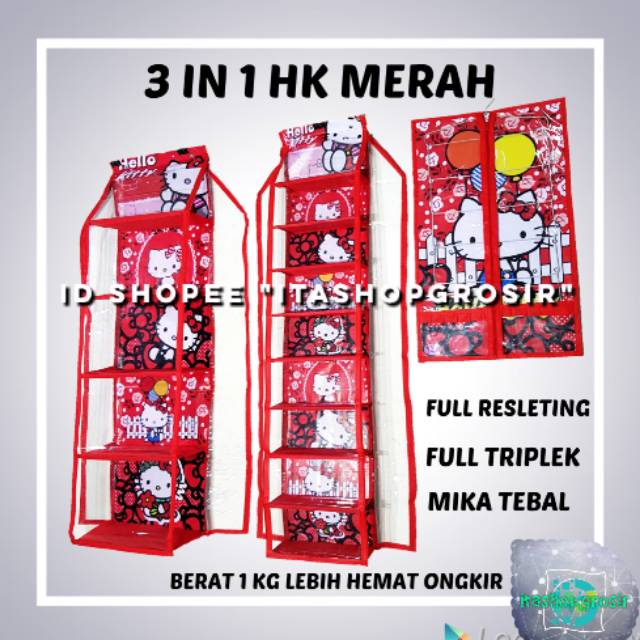3IN1 RAK GANTUNG ORGANIZER KARAKTER BANNER FULL RESLETING RAK TAS,RAK