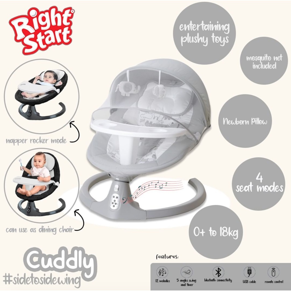 Jual Right Start Cuddly Electric Remote Control Deluxe Baby Swing