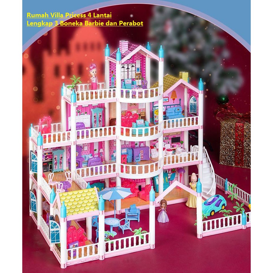 Jual New 4 Lantai Mainan Rumah Rumahan Villaku Anak Perempuan Lengkap Boneka Cewek Dan Perabot Rumah | Shopee Indonesia