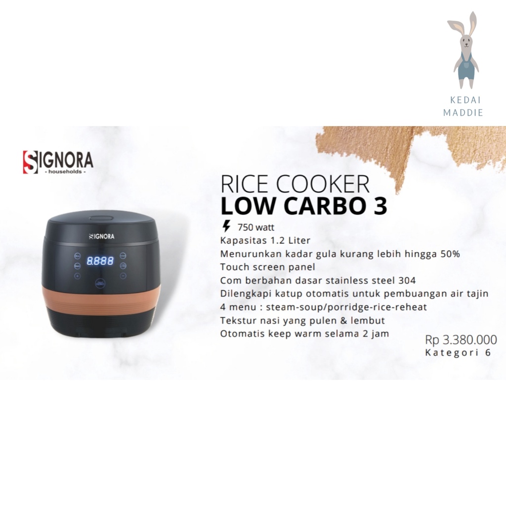 Jual Rice Cooker Low Carbo Signora 1.2 liter Shopee Indonesia