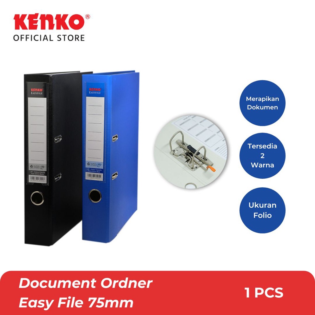 Jual Ordner Map File Organizer Easy File 75mm Ukuran Folio Kenko