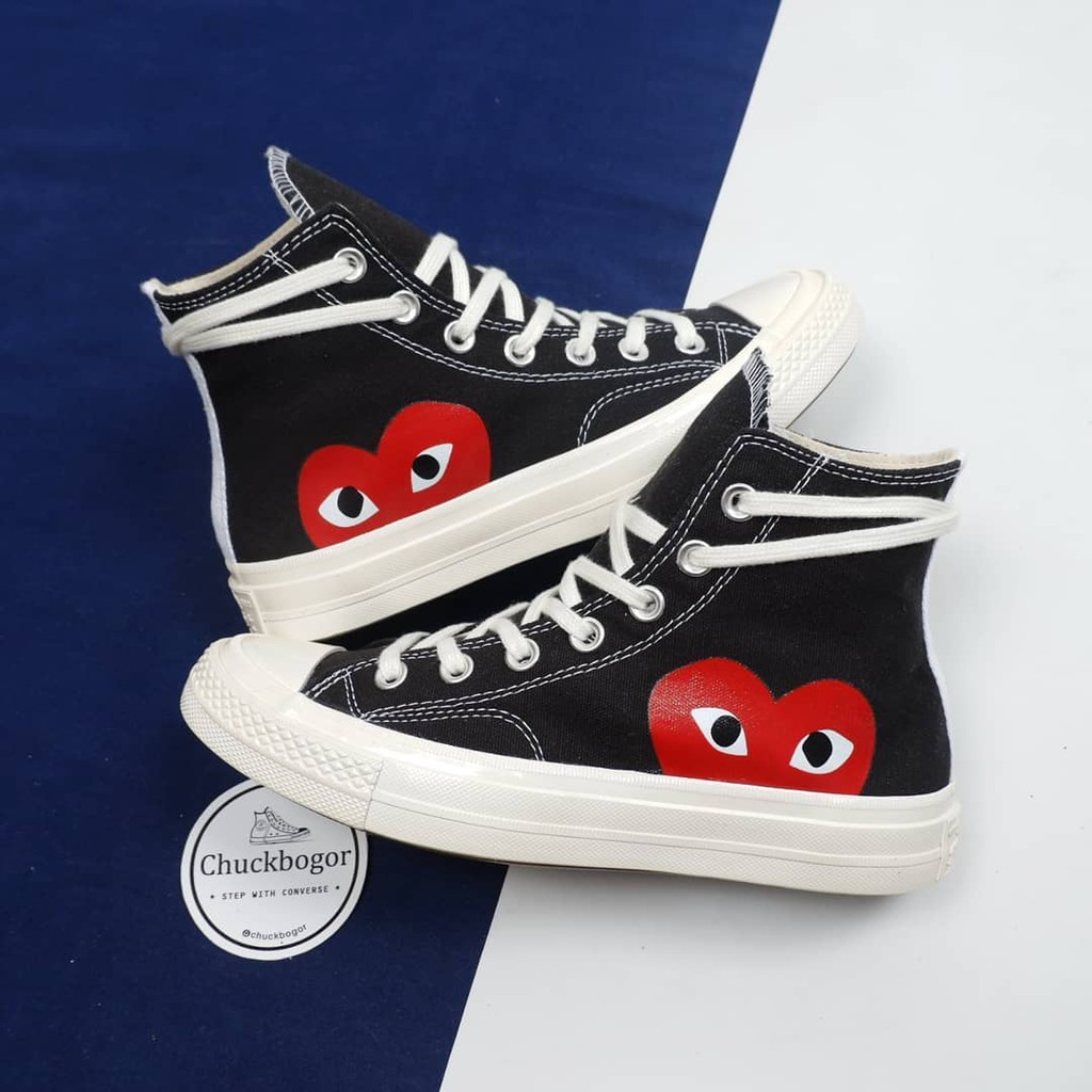 Converse Play CDG High Black White Shopee Indonesia
