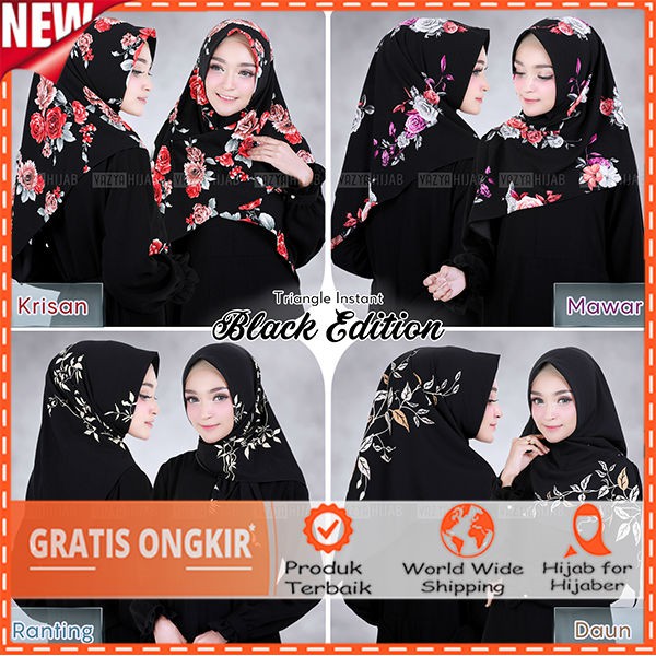 (BISA COD) Hijab / Jilbab / Kerudung Triangle/Segitiga Instant Black