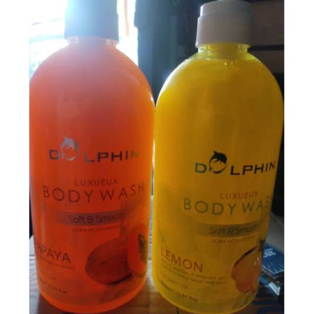 Jual DOLPHIN BODY WASH 1000ML BPOM ORIGINAL (PAPAYA,GOATMILK,LEMON