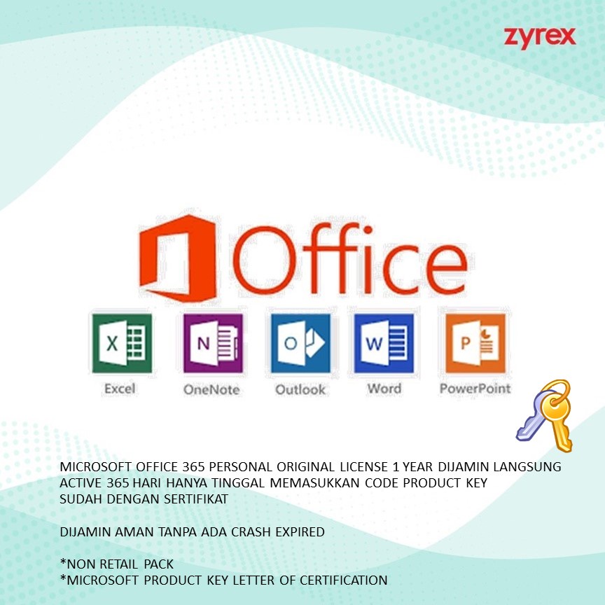 Jual MICROSOFT OFFICE 365 PERSONAL ORIGINAL LICENSE 1 YEAR (ORIGINAL/RESMI/ORI) LANGSUNG ACTIVE