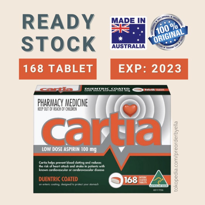 Jual CARTIA ASPIRIN 100MG 100 MG OBAT PENGENCER DARAH 168 TABLET