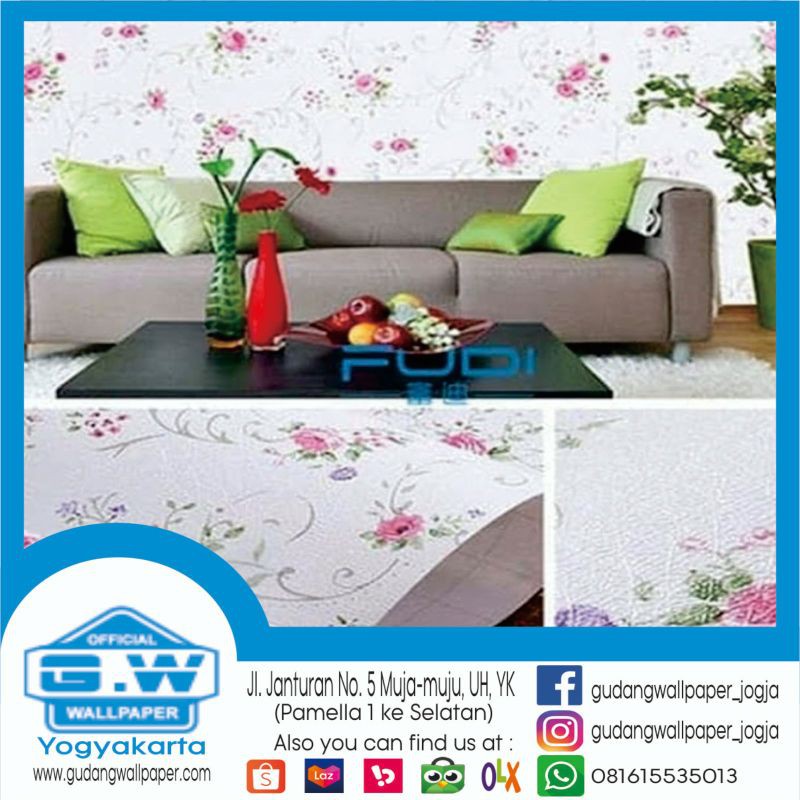 Jual WALLPAPER DINDING MOTIF BUNGA Wallpaper Sticker Dinding 10m x