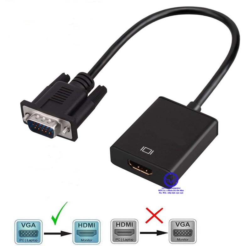 Jual Cable Vga To Hdmi + Audio / Con65-Con Indonesia|Shopee Indonesia
