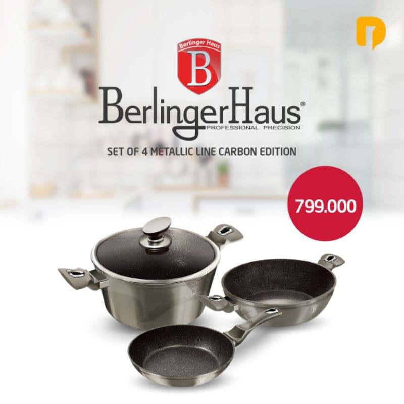 Jual Berlinger Haus Cookware Metallic Line Carbon Edition 4Pcs | Shopee Indonesia