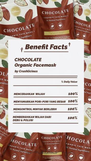 Jual Crushlicious Organic Face Mask Coklat 60 Gram | Shopee Indonesia