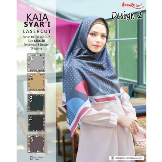 Hijab jilbab segi empat jumbo motif kaia syari by azzura scraf D2