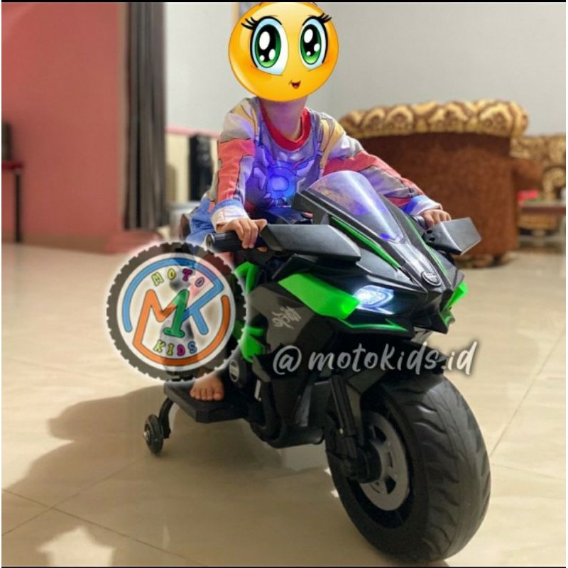 Jual Mainan Motor Aki Anak Ninja H2R Motokids Mo Kidz Mob 3066 Kawasaki Ninja H2 Ban Karet Gas Tangan Mainan Anak Motor Aki Ninja Electric Toys Indonesia|Shopee Indonesia