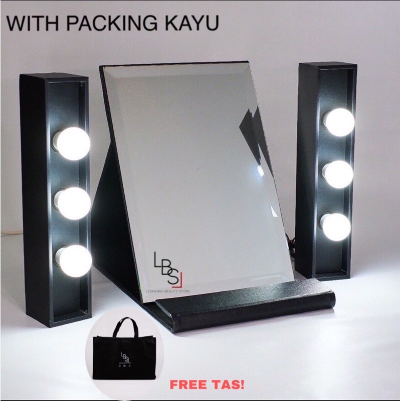 Jual SET VANITY LIGHT BOX 3 FITTING & FOLDING MIRROR + PACKING KAYU