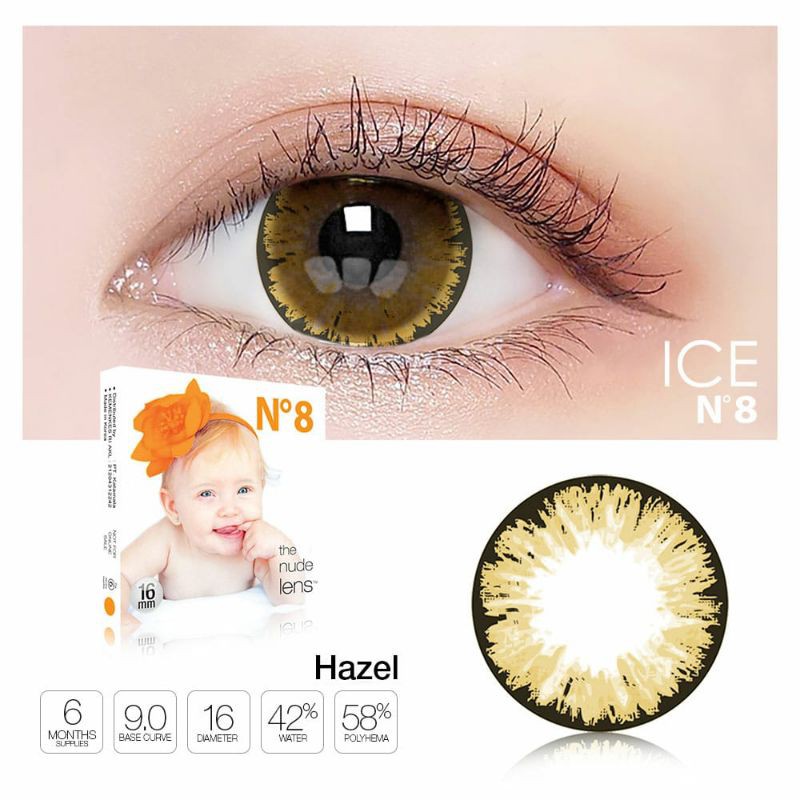 Jual Softlens Big Eyes Warna Cokelat Terang Ice N8 Hazel Diameter 16 Mm | Shopee Indonesia