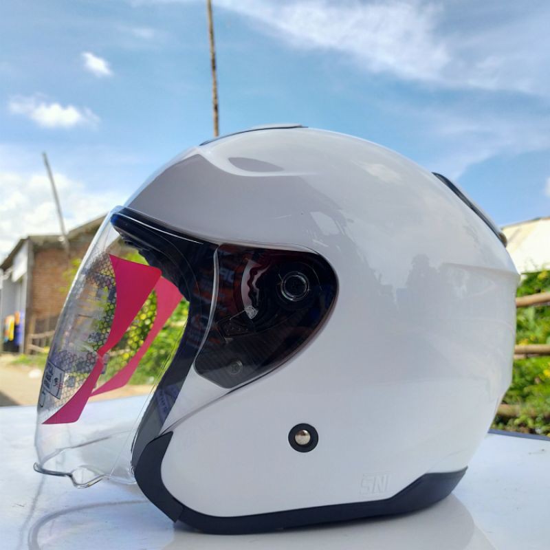 helm kyt half face kyoto solid white murah original Helmjabodetabek