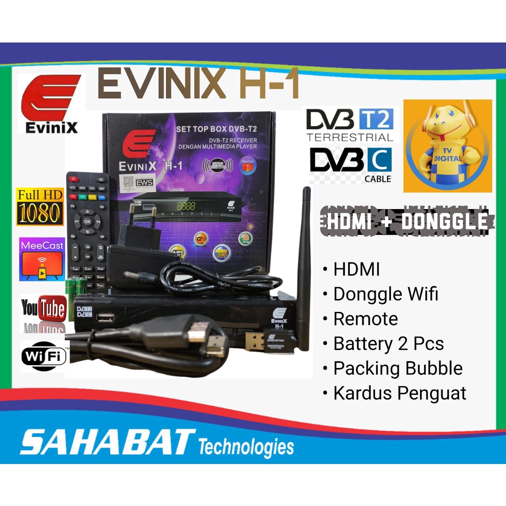 Jual STB TV DIGITAL Set Top Box TV Digital EVINIX H1 MEECAST BIsa
