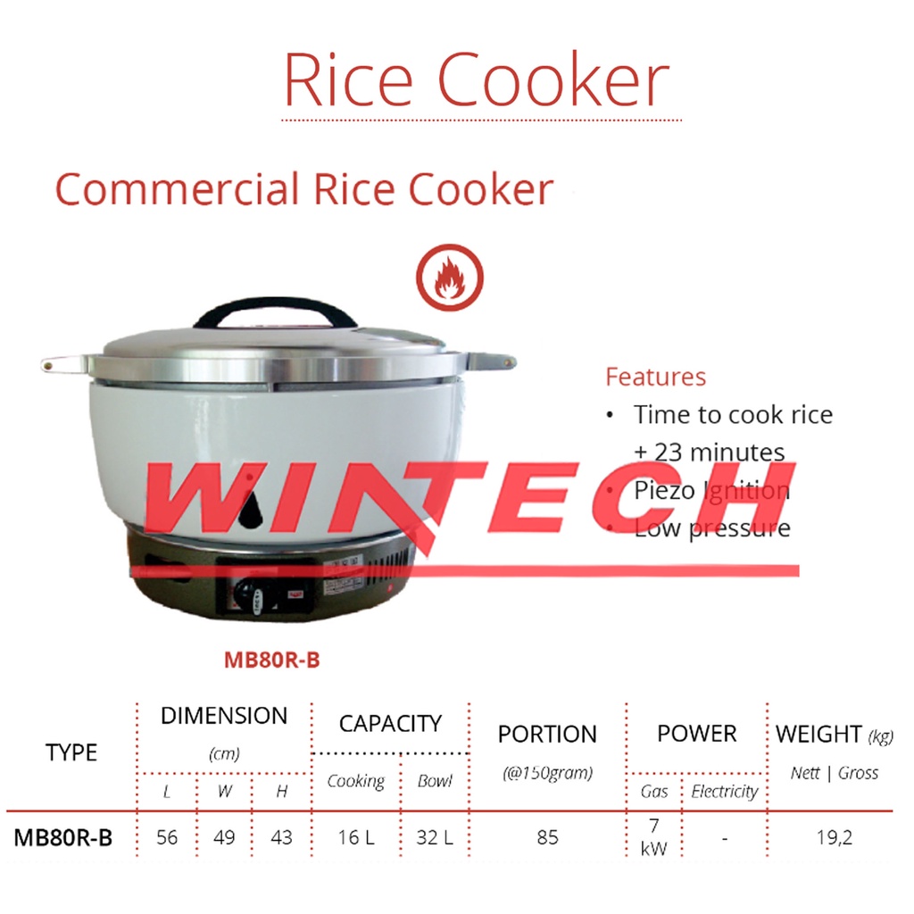 Jual Getra Mb80RB Commercial Gas Rice Cooker Pemasak Nasi Skala