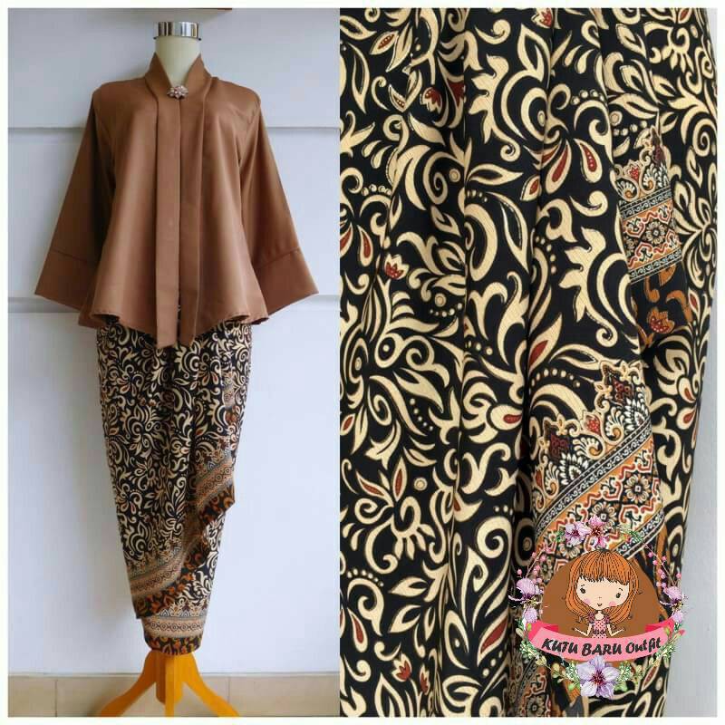 Jual Set Kebaya Floy Atasan Coklat Bawahan Kamboja Gold | Shopee Indonesia