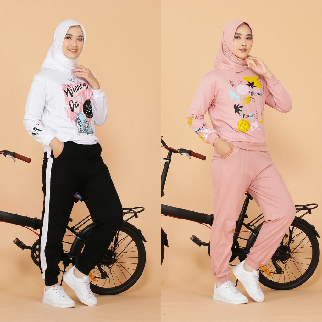 Setelan Olahraga Wanita Muslim One Set Sport Senam Lari