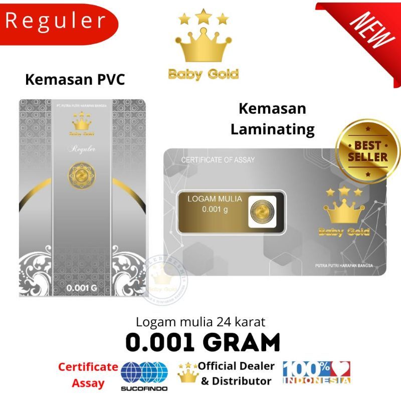 Jual BABY GOLD 0.001 Gram Logam Mulia 24 Karat Emas Mini Gold Original