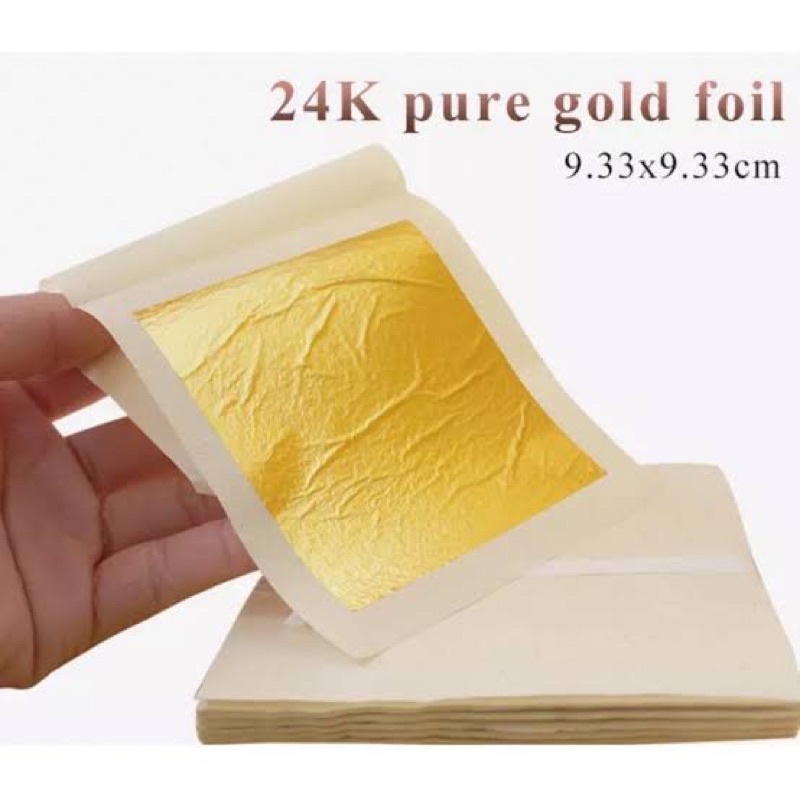 Jual Edible Gold Leaf Foil Sheet 9,3 cm 1 Lembar Shopee Indonesia