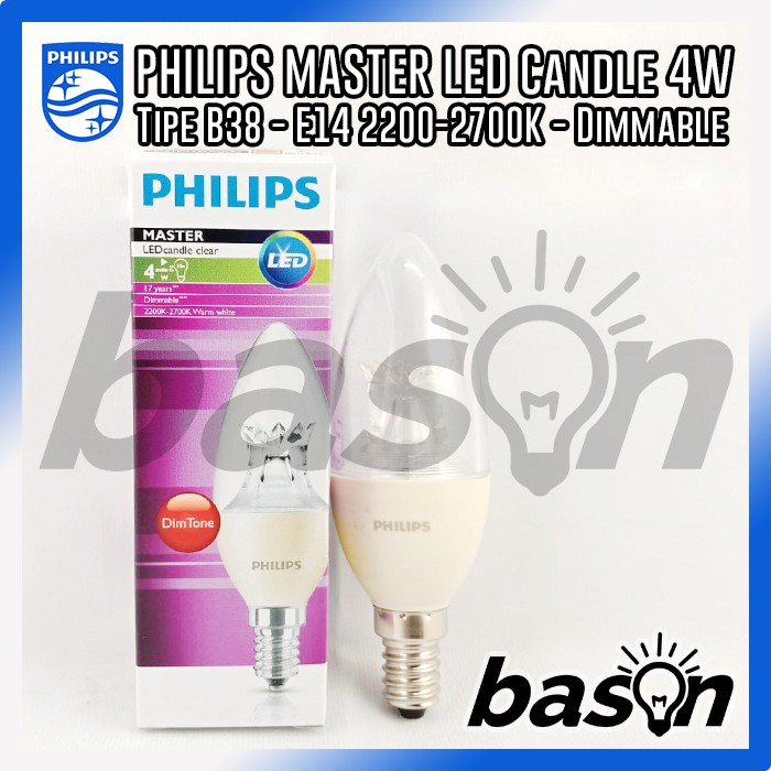 Jual Philips Master Led Dimtone 4W - Candle B38 E14 / Lustre P48 E27 - Dimmable | Shopee Indonesia