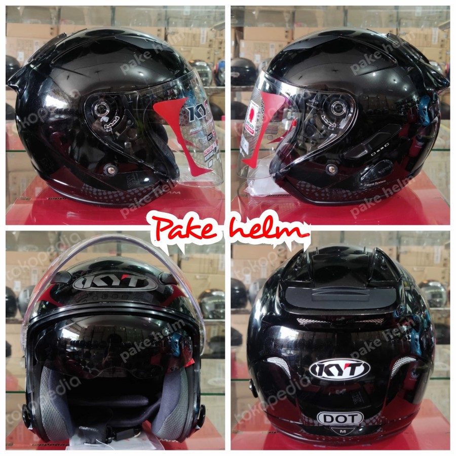 Jual HELM KYT GALAXY FLAT R HITAM BLACK GLOSS KYT HALF FACE DOUBLE
