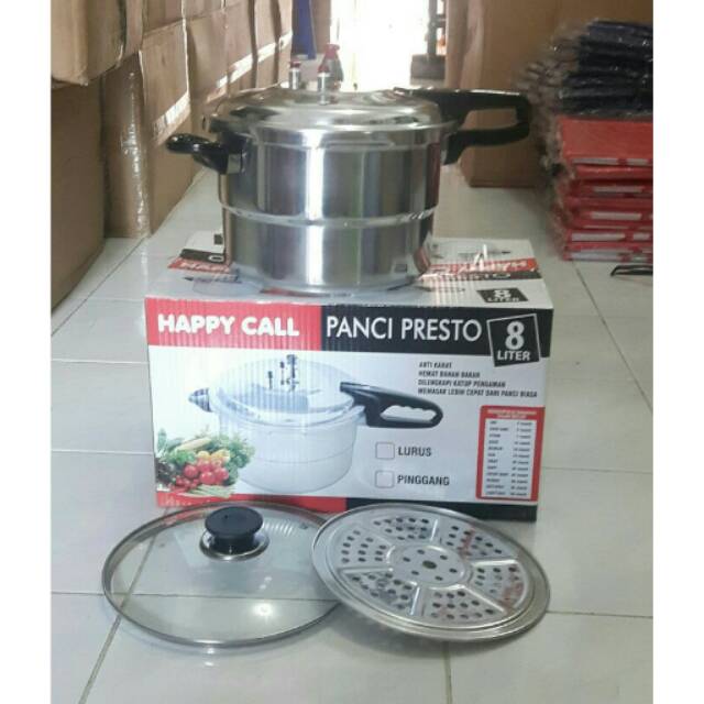 Panci Presto 3 in 1 Merk Happy Call 8 ltr + Sarangan & Tutup Kaca
