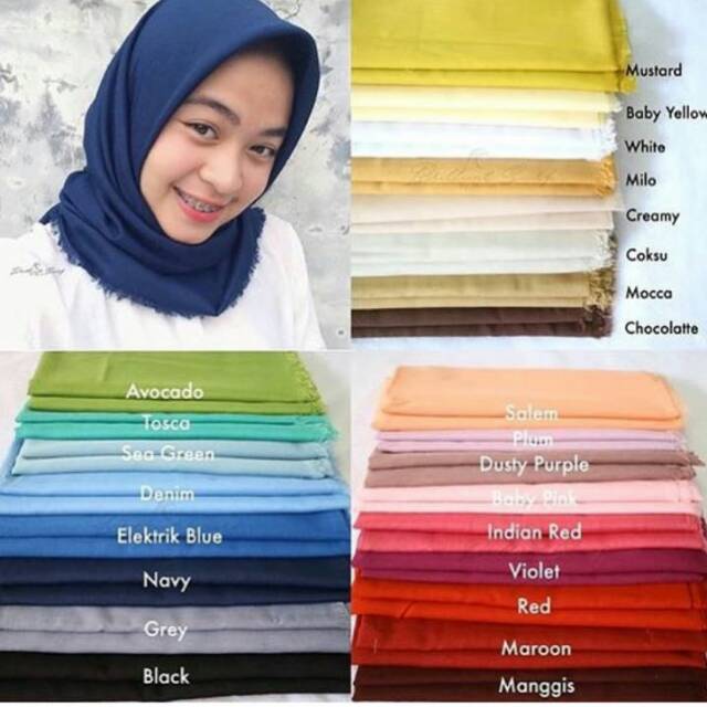 TERMURAH !! GROSIR 10PCS jilbab Hijab Segiempat Arabian Rawis Polos Ori