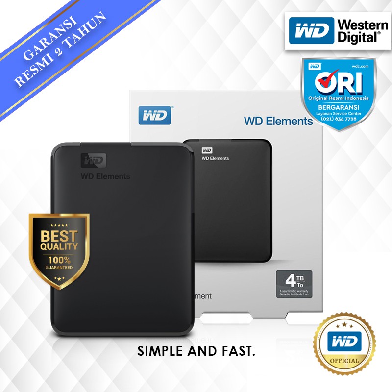 Jual Wd Elements 4Tb - Hdd / Hd / Hardisk / Harddisk External 2.5" | Shopee Indonesia