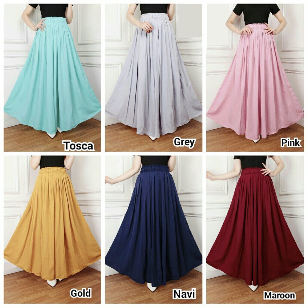 Rok lingkar / Rok payung / Rok polos panjang / Rok Wolfis Shopee Indonesia