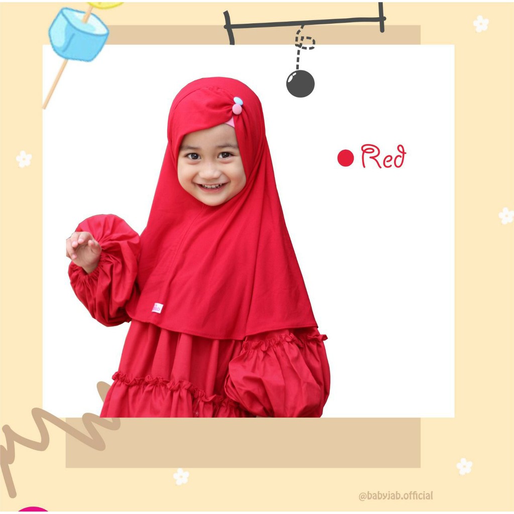 TERLARIS JIlbab bayi dan Anak babyjab Candy Warna Merah Umur 1 7