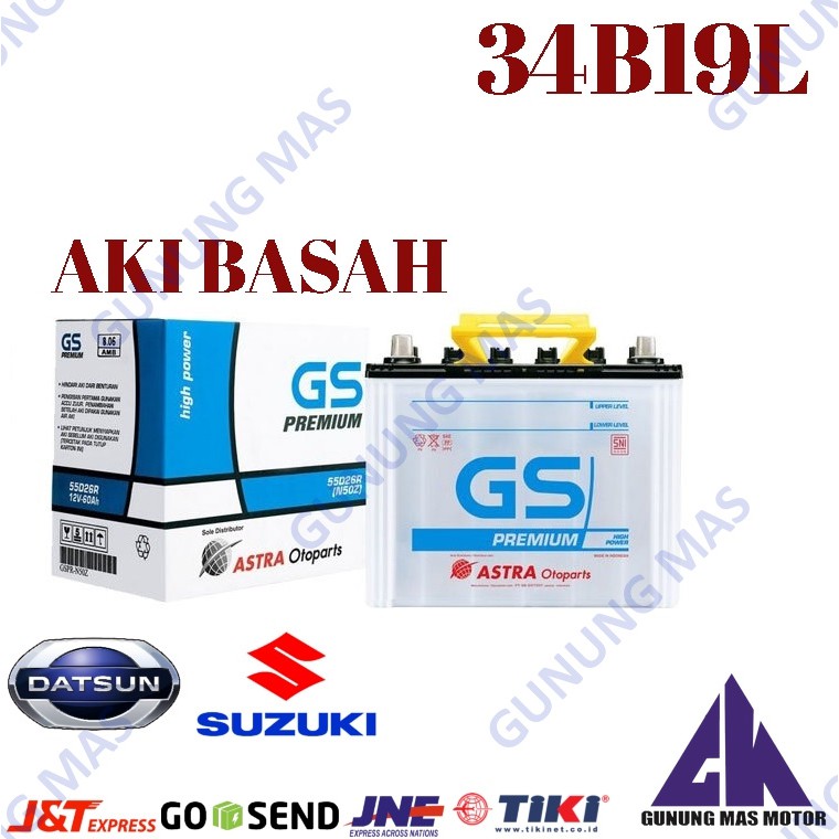 Jual Aki Mobil 34B19L Batre Battery Accu Basah 34B19L Baterai GS Premium Astra Shopee Indonesia