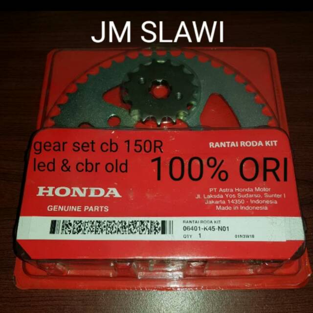 Jual Gear set rantai roda kit cb 150r led & cbr lama ori ahm 06401 K45