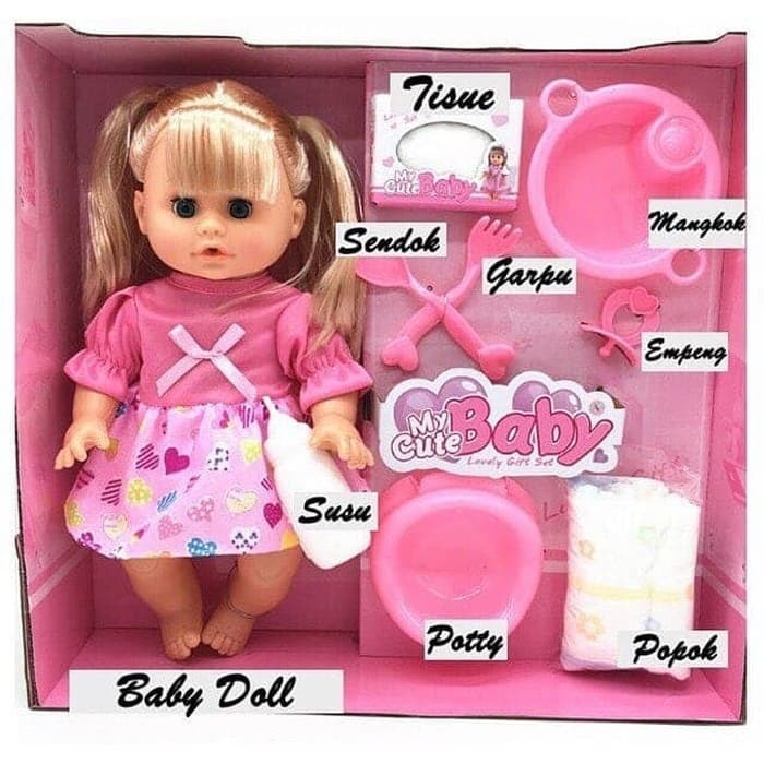 Jual [Logu] Mainan Baby Doll Anak, Mainan Bayi-Bayian Pampers Anak, Pretend Play My Cute Baby Doll | Shopee Indonesia