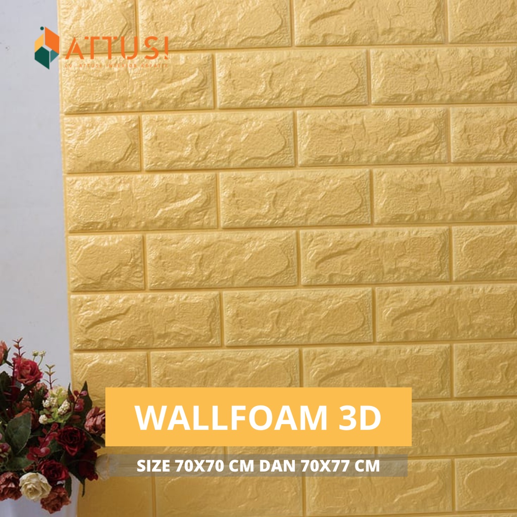 Jual (Wallpaper Bandung) WallFoam 3D / Foam Bata kuning / Stiker foam