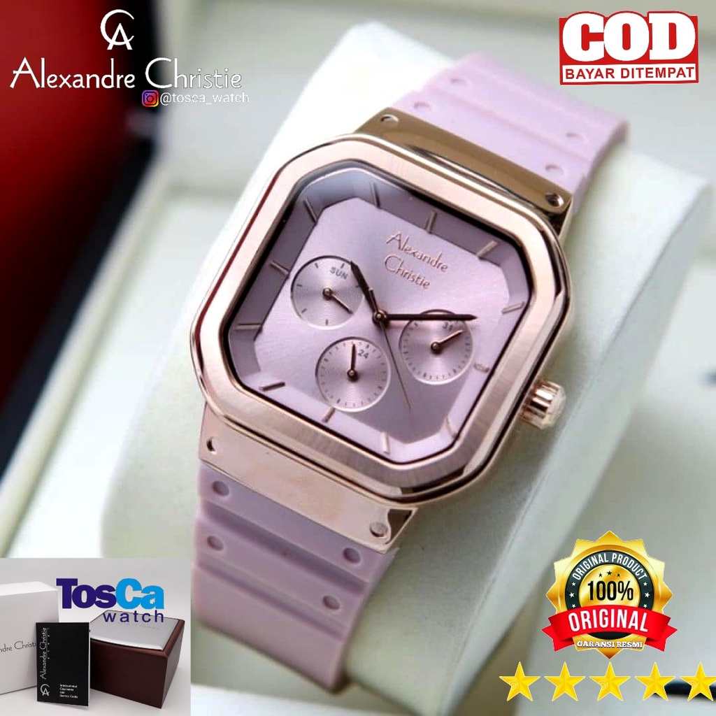 Jam tangan wanita alexandre christie wanita ac 2811 ungu stainless