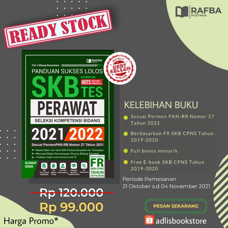 Jual BUKU CPNS SKB PERAWAT 2021/2022 (Berdasarkan Kisikisi PermenpanRB