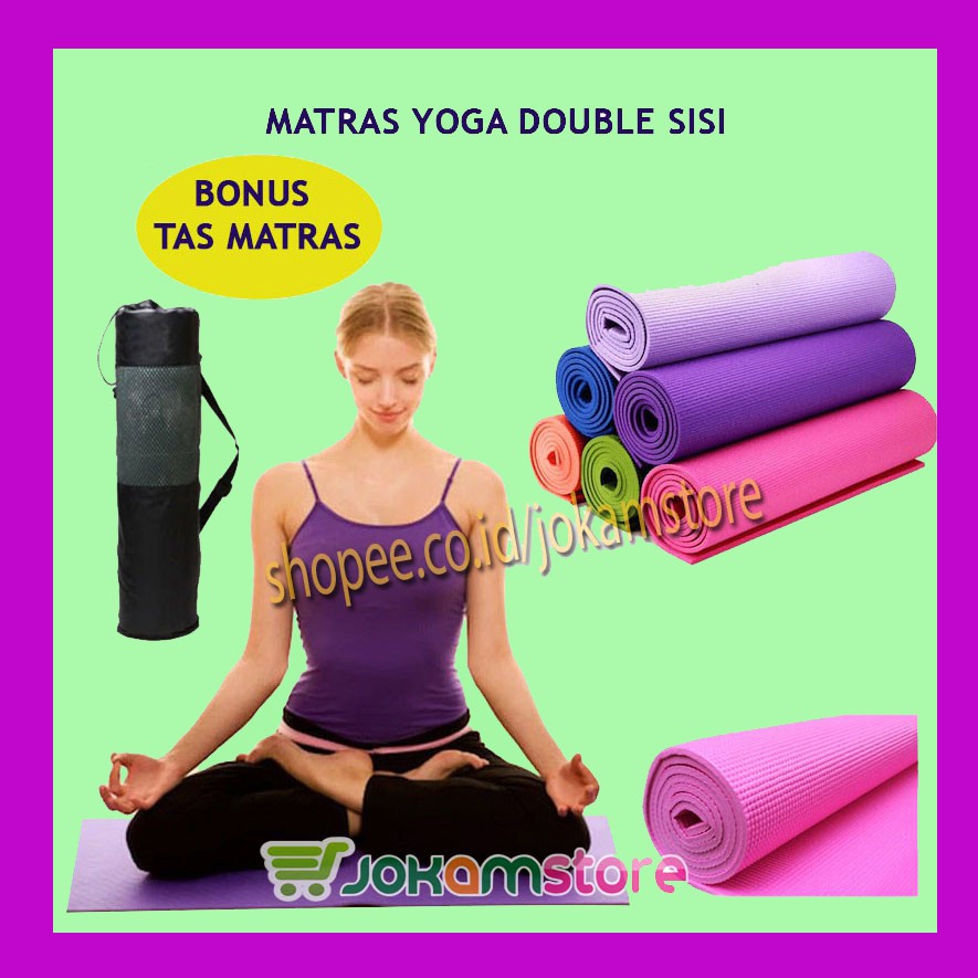 matras olahraga matras yoga yoga mat matras senam fitness senam lantai 6mm  double layer | Shopee Indonesia