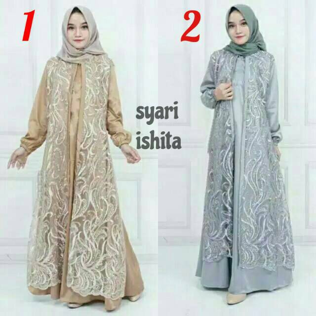 Batik permata Gamis muslim gamis syari brukat tile murah model syari
