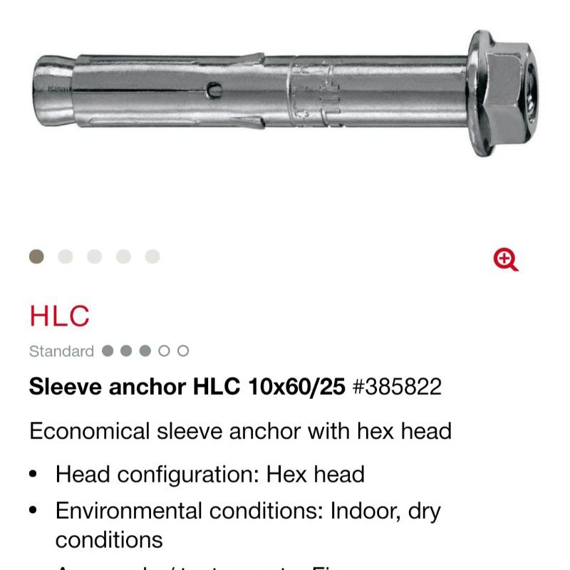HILTI DYNABOLT SLEEVE ANCHOR HLC M10 X 60MM Shopee Indonesia