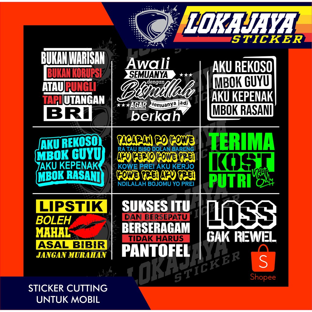 Jual STICKER CUSTUM CUTTING KATA KATA LUCU TRUCK TREK OLENG Indonesia(03)