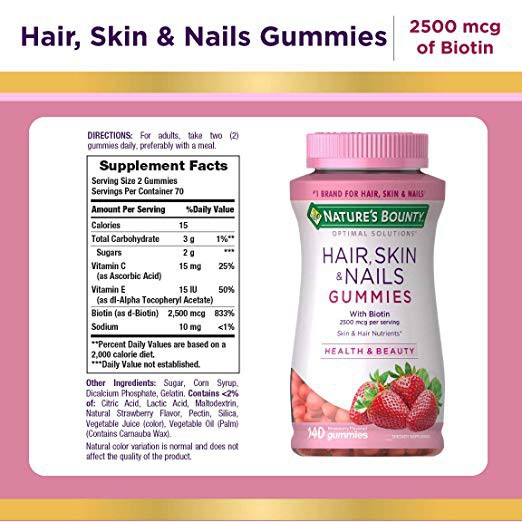 Jual Nature's Bounty Hair, Skin & Nails Strawberry Flavored 80 Gummies Indonesia|Shopee Indonesia