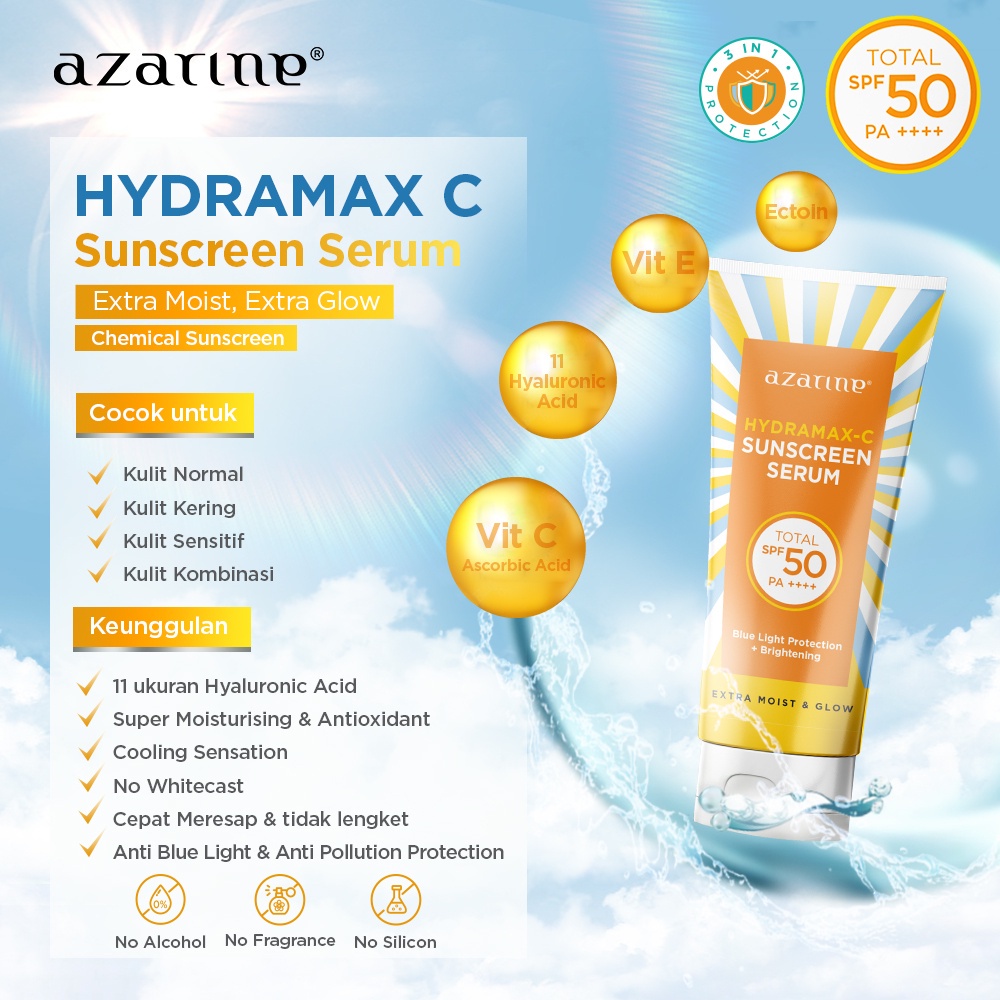 Jual Azarine Hydramax Sunscreen Serum Total SPF 50 PA++++ 40ml Shopee