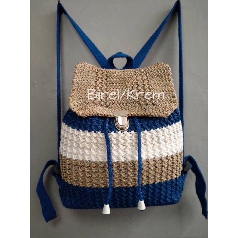 TAS RAJUT RANSEL KOMBINASI Shopee Indonesia